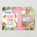 Search for pink safari invitations Wild one