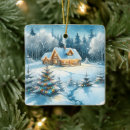 Search for log cabin ornaments Winter forest