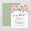 Search for pink and green baby shower invitations Watercolor floral