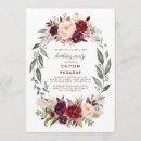 Search for burgundy floral wreath birthday invitations Elegant
