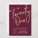 Search for burgundy 21st birthday invitations Modern