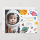 Recherche de space 1ans anniversaire invitations Astronaute
