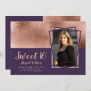 Search for purple rose gold birthday invitations Pretty