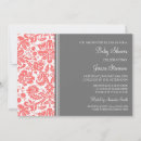 Search for coral and grey baby shower invitations Chic