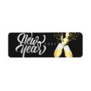 Search for new years eve return address labels Black and gold