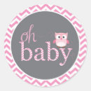 Search for pink chevron baby shower stickers Owl