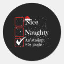 Search for naughty or nice stickers Santa claus