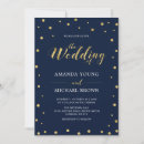 Search for gold confetti wedding invitations Navy blue