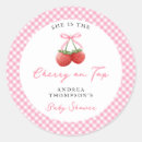 Search for pink gingham baby shower stickers Coquette