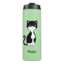 Search for happy cat travel mugs Black and white cat