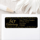 Search for 50th wedding anniversary return address labels Black and gold