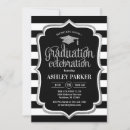 Search for black and white stripe graduation invitations Grad party