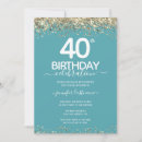 Search for gold glitter 40th birthday invitations Party