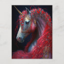 Recherche de licorne rouge cartes postales Imaginaire