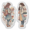 Search for girl reading stickers Watercolor