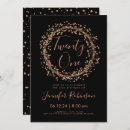 Search for black rose gold 21st birthday invitations Typography