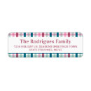 Search for blue gingham return address labels Simple