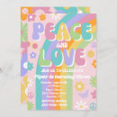 Search for peace love birthday invitations Retro