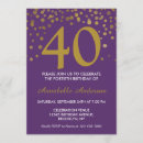Search for purple gold 40th birthday invitations Fortieth
