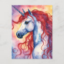 Recherche de licorne rouge cartes postales Mignon