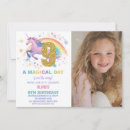 Search for unicorn 9th birthday invitations For kids