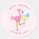Search for pink flamingo birthday stickers Girl