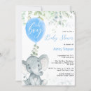 Search for white elephant invitations Baby blue white green