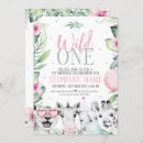Search for wild one girl birthday invitations Greenery