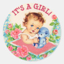 Search for vintage baby girls showers stickers Its a girl