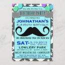 Recherche de coup moustache invitations Bleu