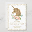 Search for gold unicorn birthday invitations Floral