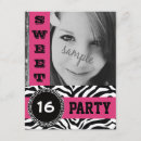 Search for zebra sweet 16 invitations Hot pink