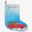 Search for red truck christmas stockings Watercolor