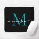 Recherche de turquoise noir tapis souris Monogrammé