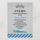 Search for race car baby shower invitations Blue
