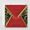 Search for womans gold black red birthday invitations Damask