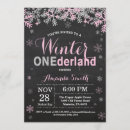 Search for pink and silver birthday invitations Winter onederland
