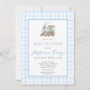 Search for blue gingham baby shower invitations Teddy bear