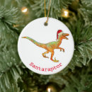 Search for dinosaur santa ornaments Velociraptor
