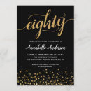 Search for black and gold 80th birthday invitations Script