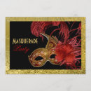 Search for red gold masquerade party invitations Black