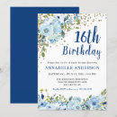 Recherche de blue floral anniversaire invitations 16 ans