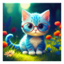 Search for cat with glasses posters Blue