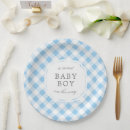 Search for blue gingham plates Baby shower