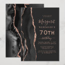 Search for rose gold 70th birthday invitations Black