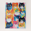 Search for cat painting puzzles Watercolor