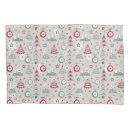 Search for snowflake pattern pillowcases Red