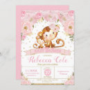 Search for monkey baby girl shower invitations Pink