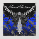 Search for royal blue black birthday invitations Sixteen