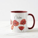 Search for red poppy flowers mugs August birth flower